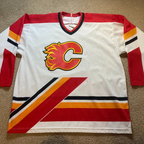 CCM Other - Vintage CCM Calgary Flames Mens Large L Sewn White Hockey Jersey